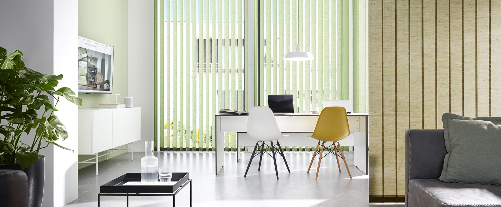 Kadeco vertical blinds are an eye-catcher at the window and in the room